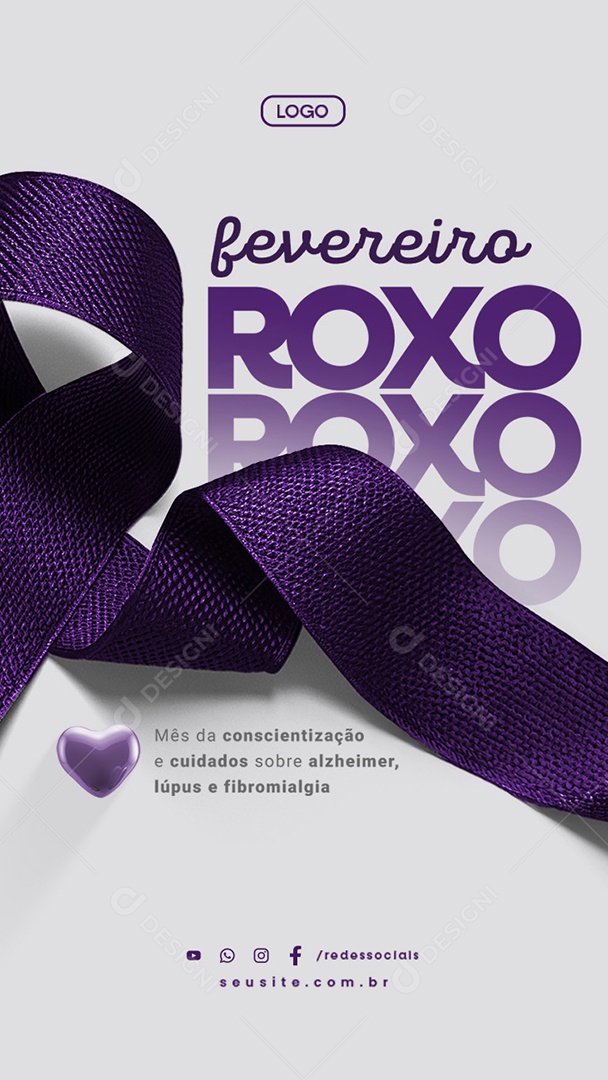 Story Fevereiro Roxo Mês de Conscientização e Cuidados Sobre Alzheimer Social Media PSD Editável