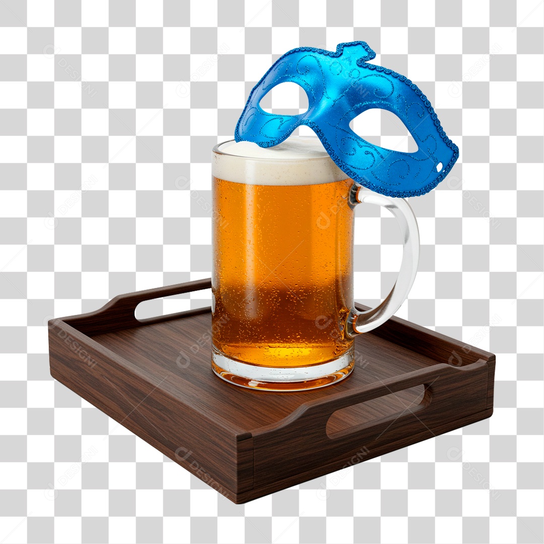 Caneca de Cerveja com Mascara PNG Transparente