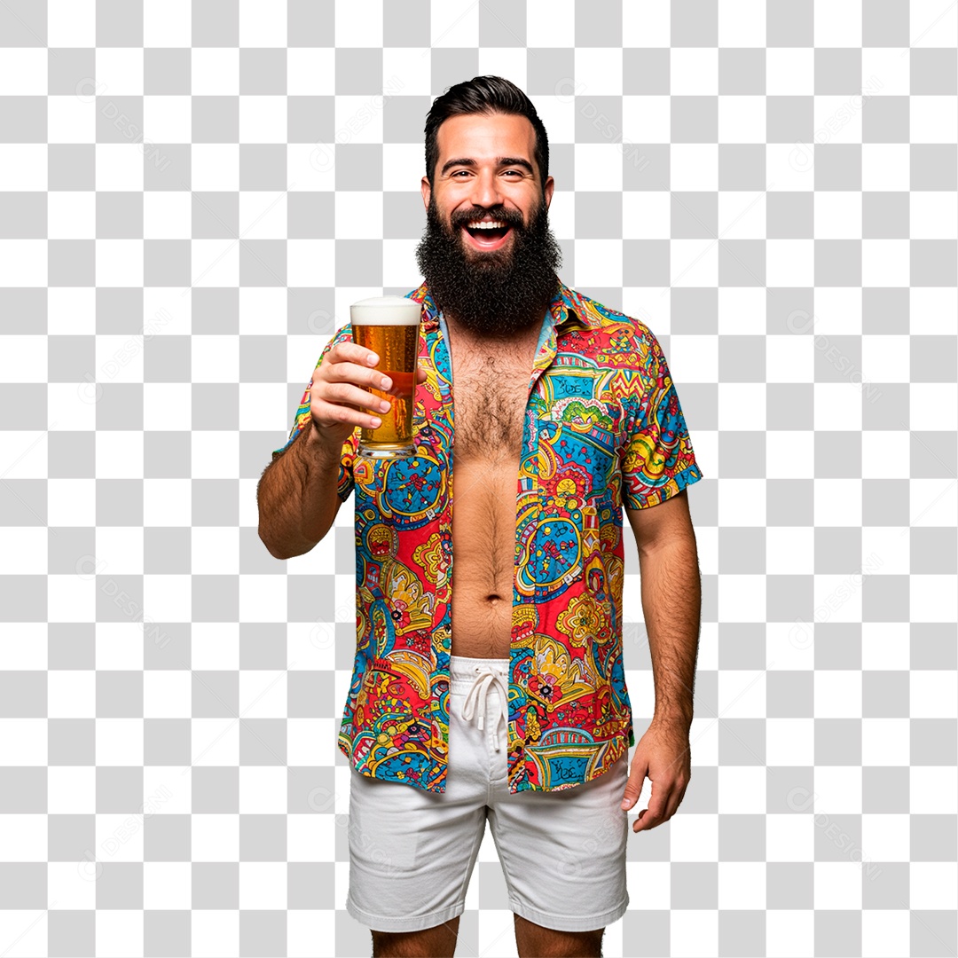 Homem Segurando Copo Cerveja PNG Transparente