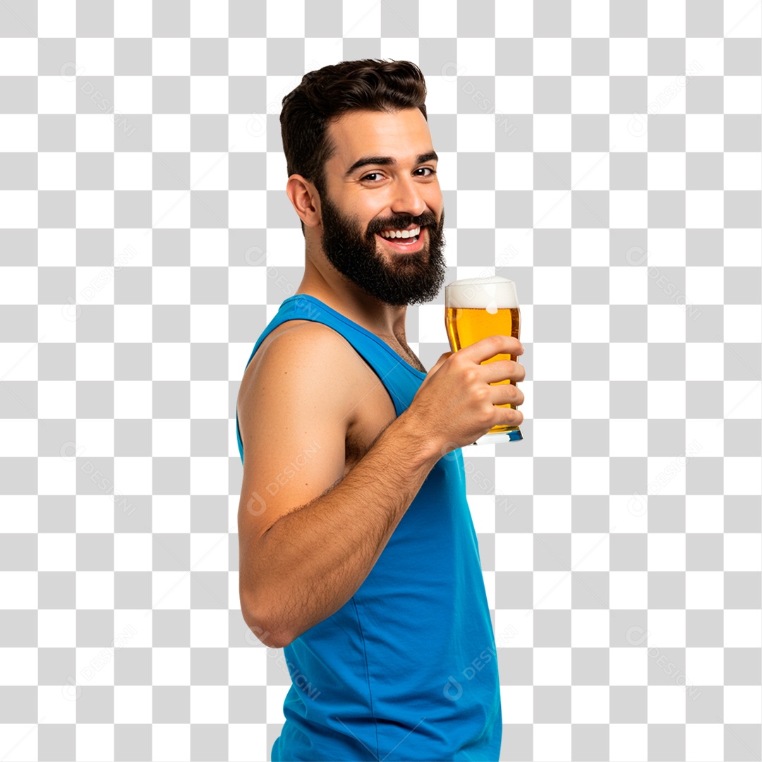 Homem Segurando Copo Cerveja PNG Transparente