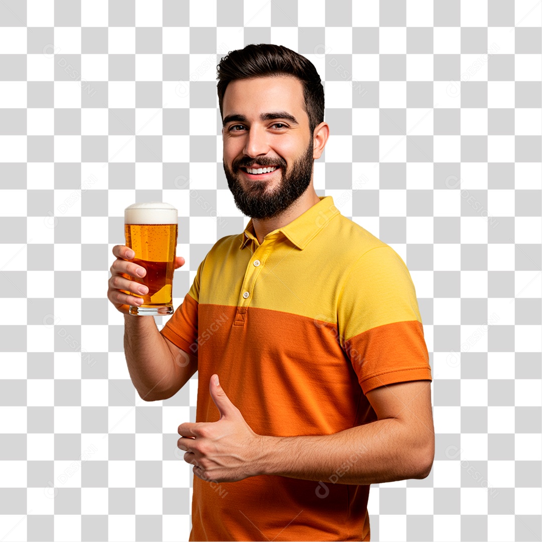 Homem Segurando Copo de Cerveja PNG Transparente