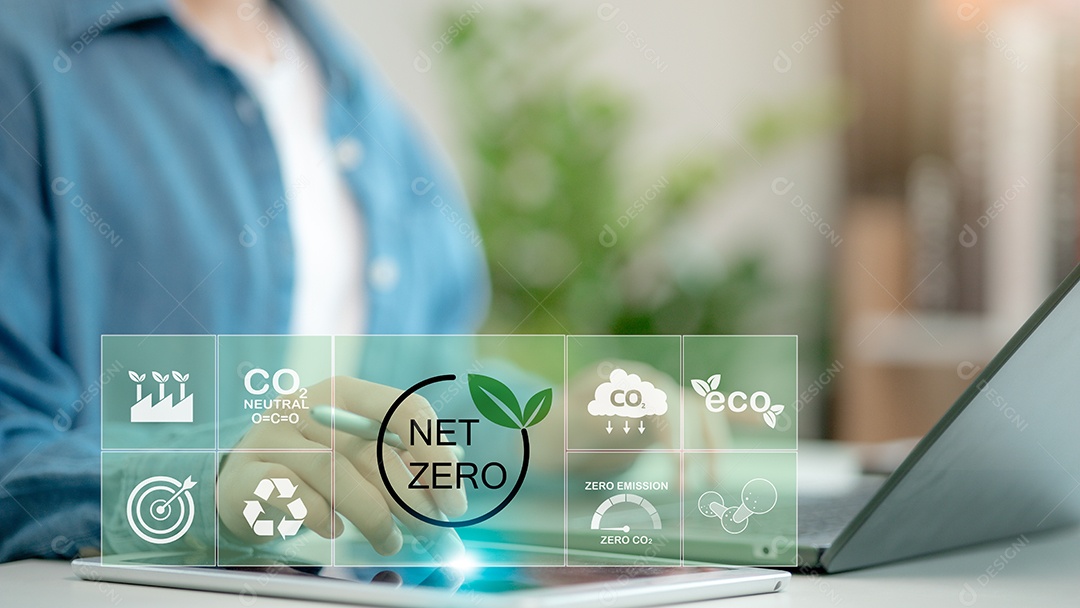 O conceito Net Zero emissões líquidas zero de gases de efeito estufa