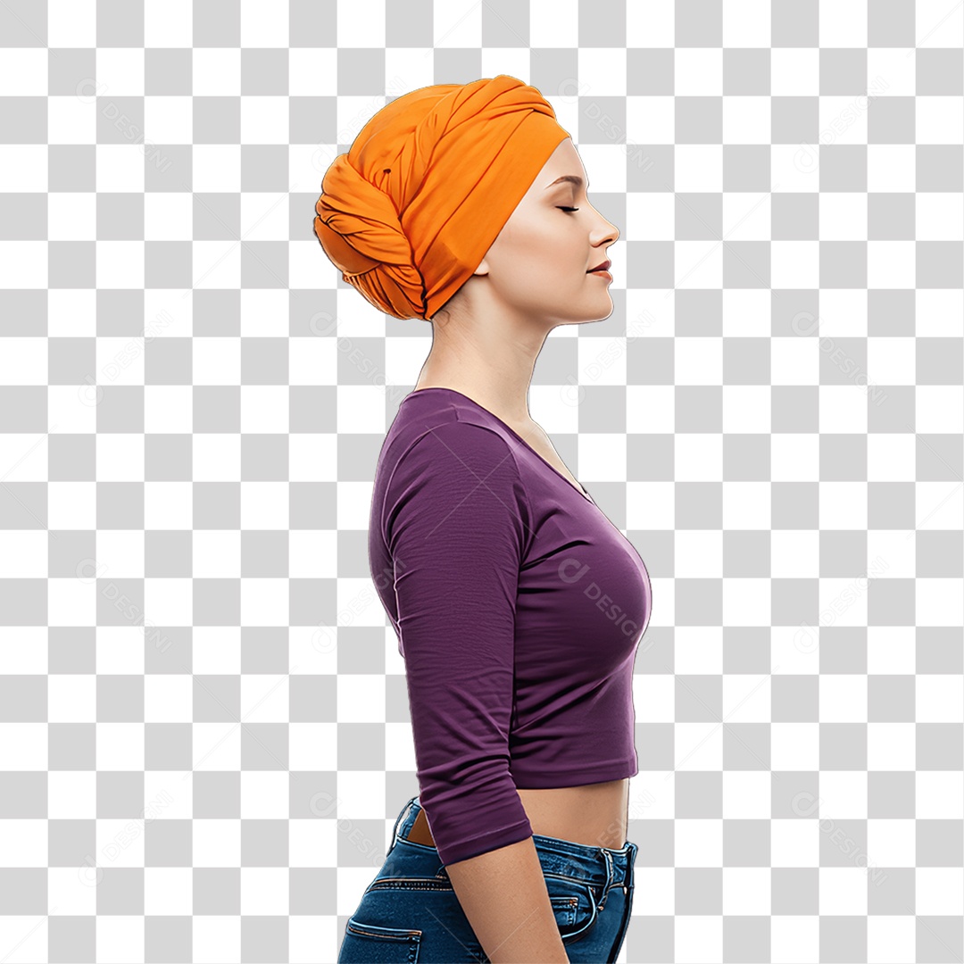 Mulher de Roxo e Laranja Mês de Conscientização PNG Transparente