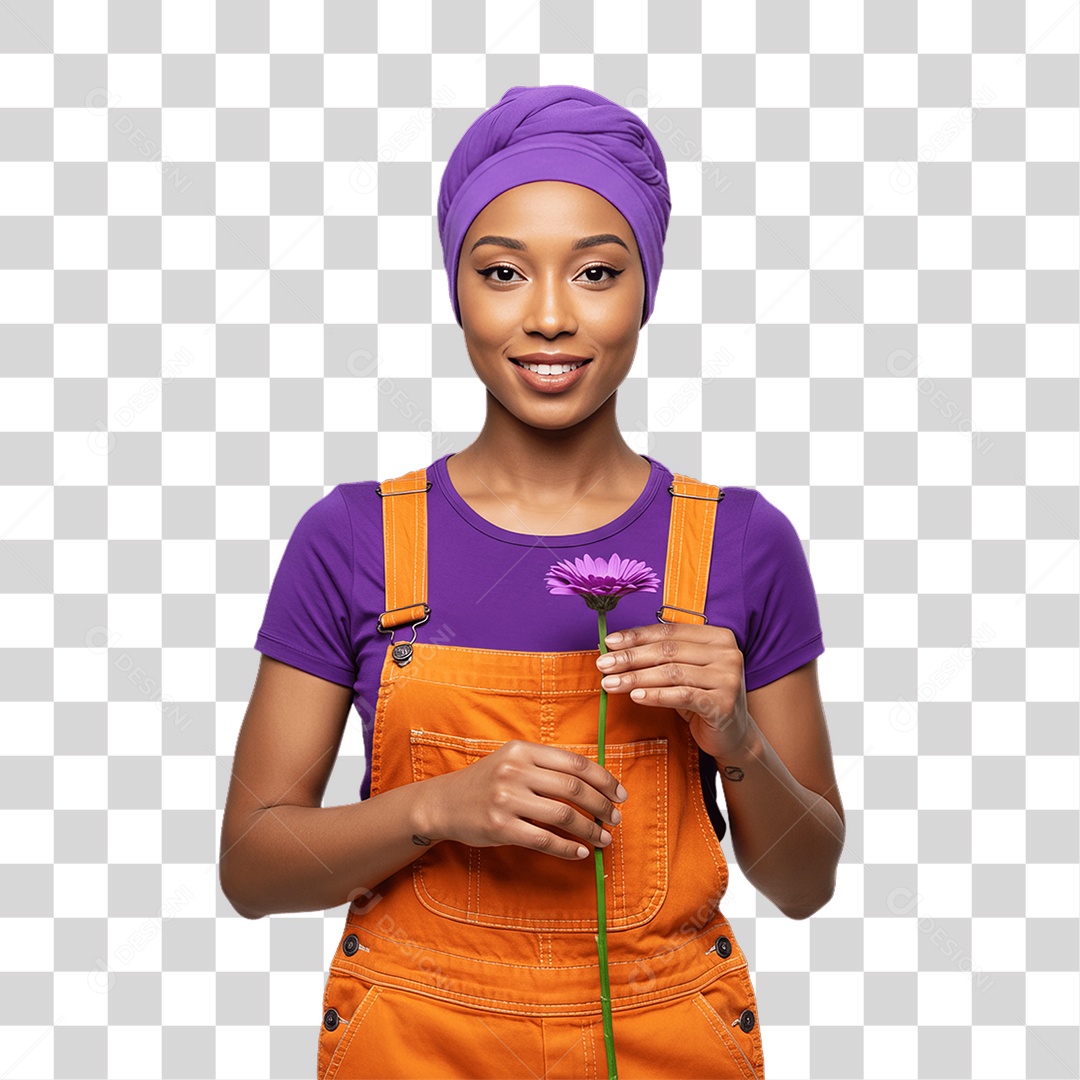 Mulher de Roxo e Laranja Mês de Conscientização PNG Transparente