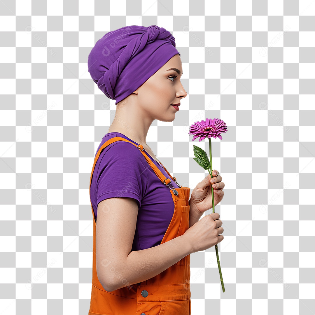 Mulher de Roxo e Laranja Mês de Conscientização PNG Transparente