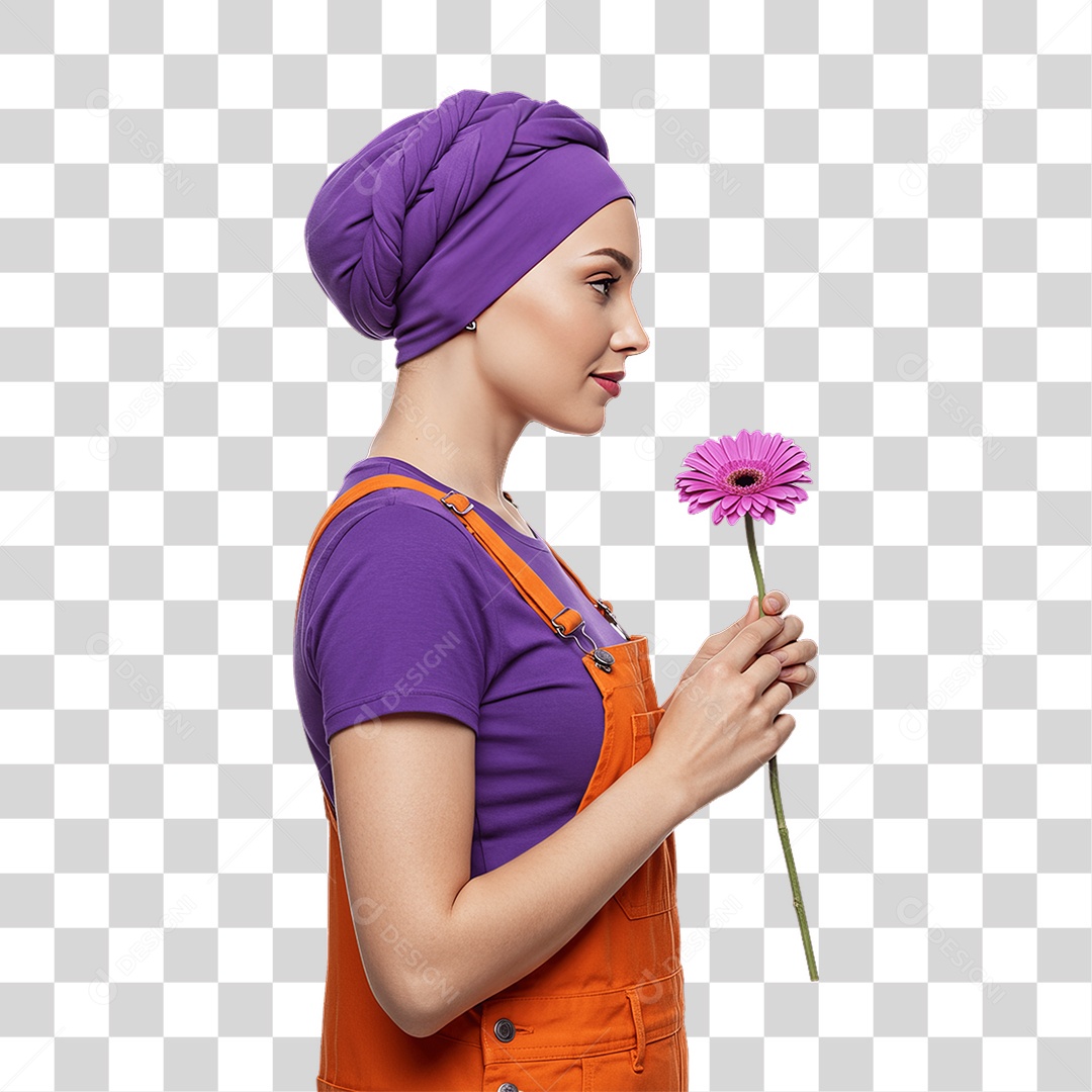 Mulher de Roxo e Laranja Mês de Conscientização PNG Transparente