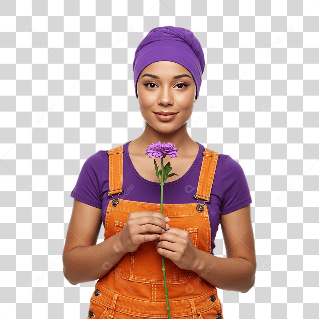 Mulher de Roxo e Laranja Mês de Conscientização PNG Transparente