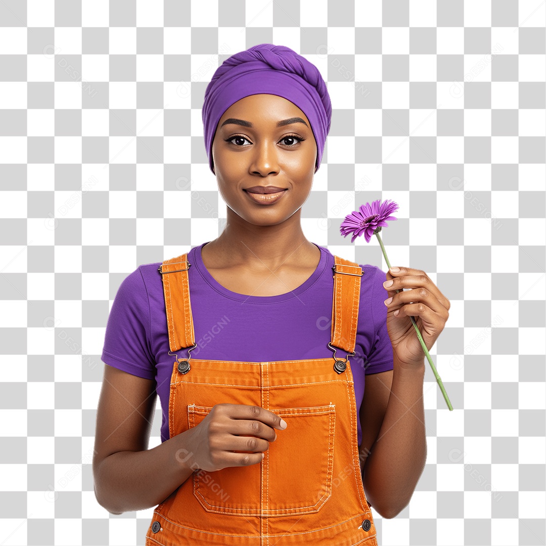 Mulher de Roxo e Laranja Mês de Conscientização PNG Transparente