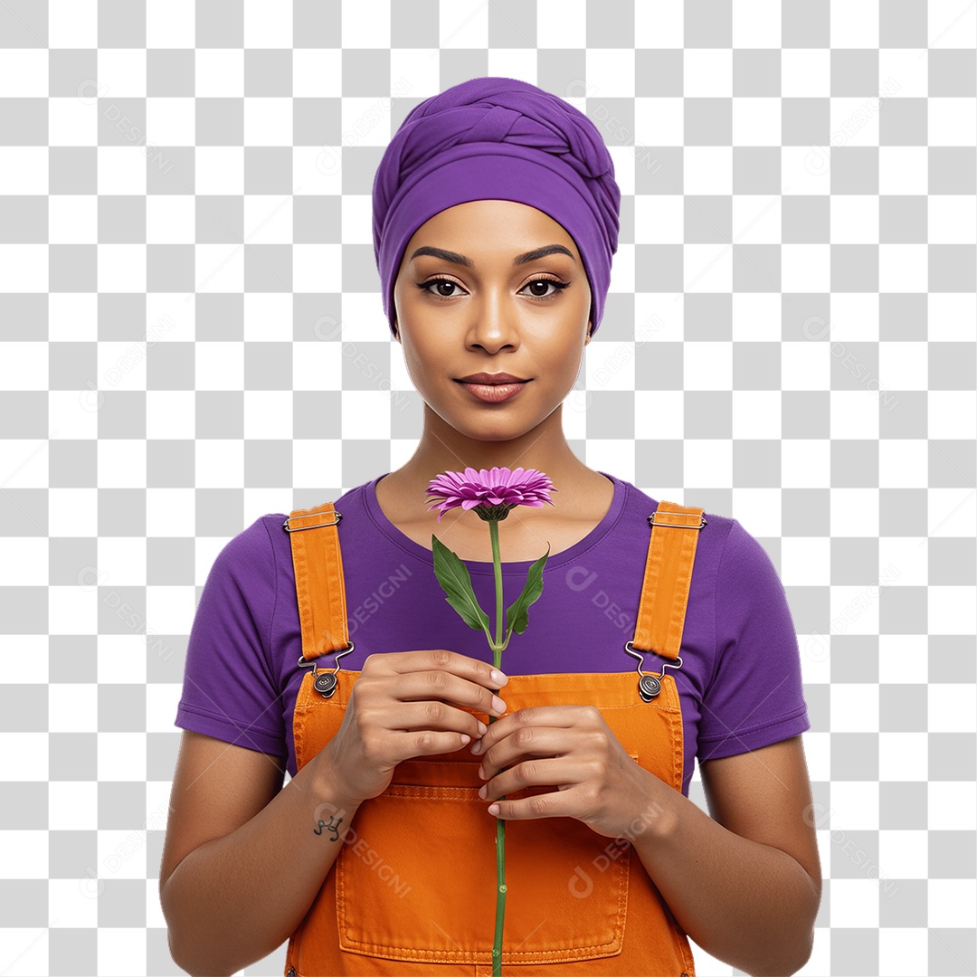 Mulher de Roxo e Laranja Mês de Conscientização PNG Transparente