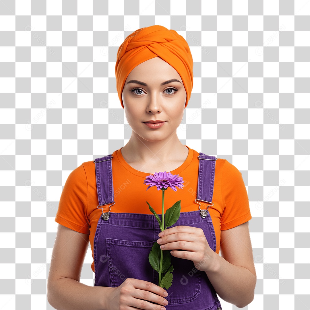 Mulher de Roxo e Laranja Mês de Conscientização PNG Transparente