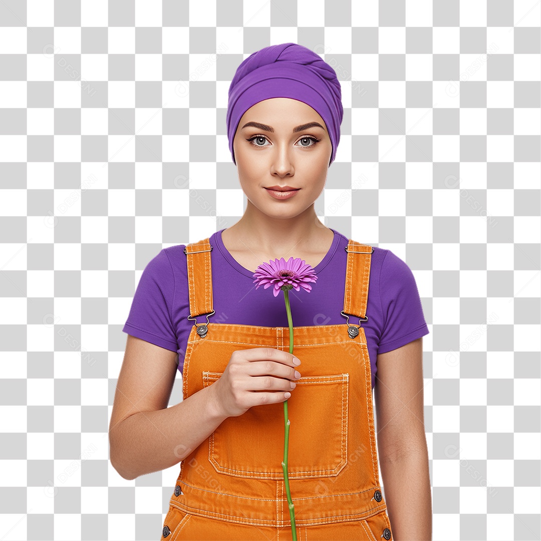 Mulher de Roxo e Laranja Mês de Conscientização PNG Transparente