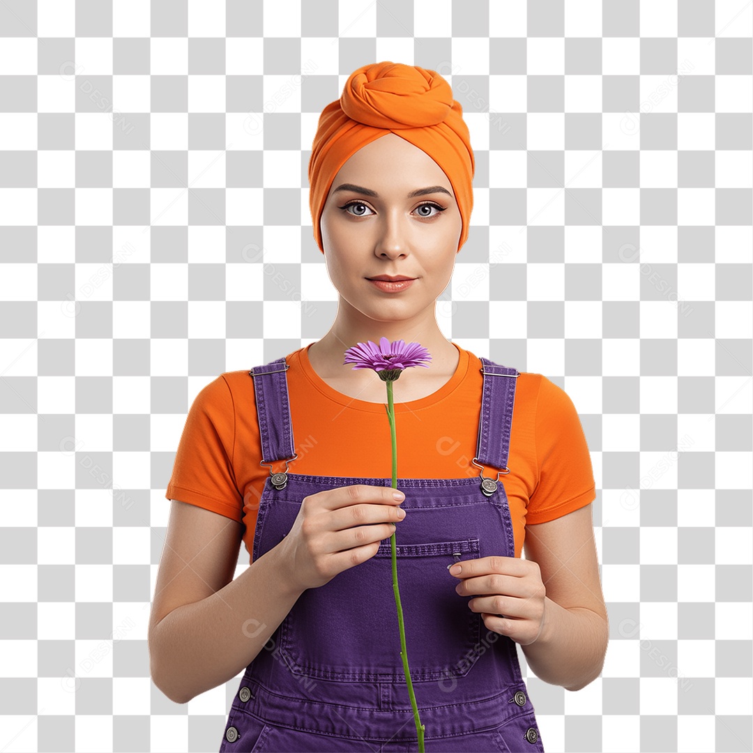 Mulher de Roxo e Laranja Mês de Conscientização PNG Transparente