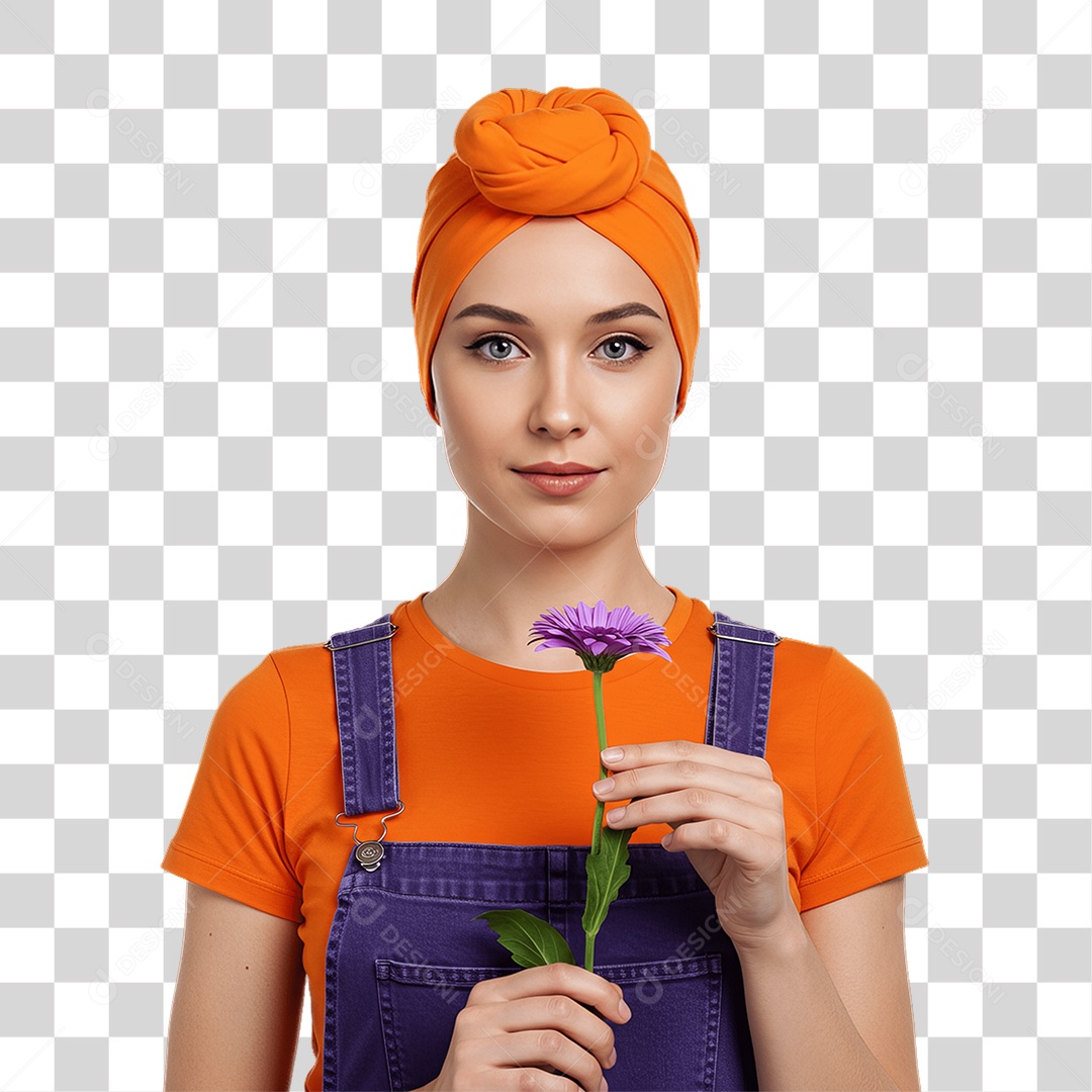 Mulher de Roxo e Laranja Mês de Conscientização PNG Transparente