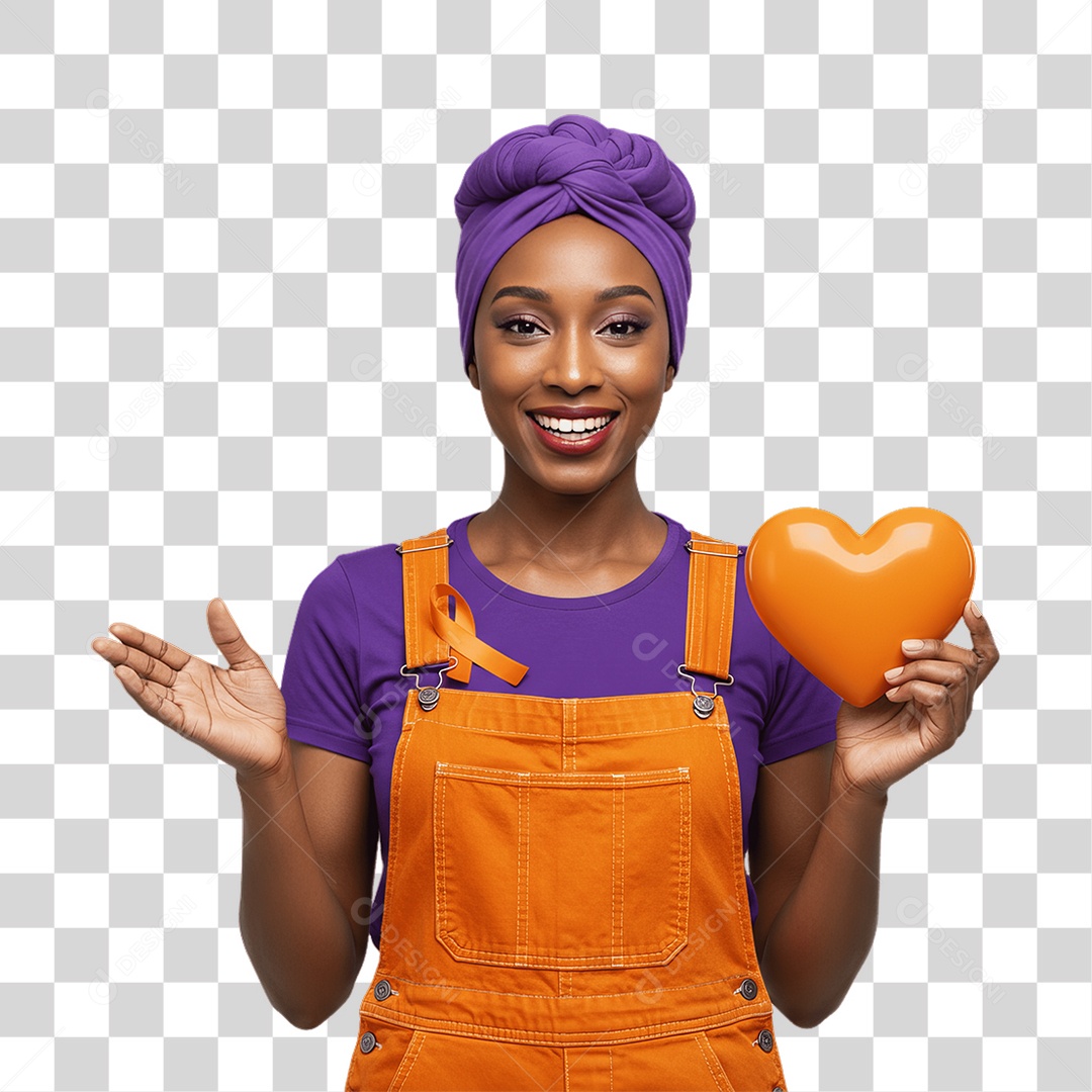 Mulher de Roxo e Laranja Mês de Conscientização PNG Transparente