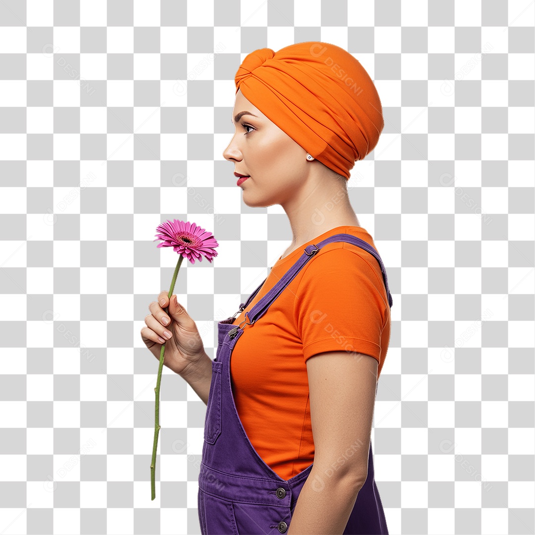 Mulher de Roxo e Laranja Mês de Conscientização PNG Transparente