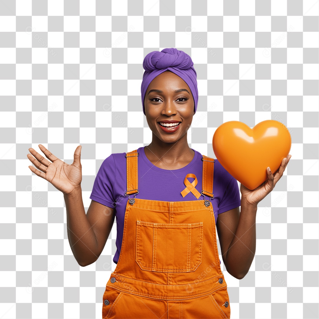 Mulher de Roxo e Laranja Mês de Conscientização PNG Transparente
