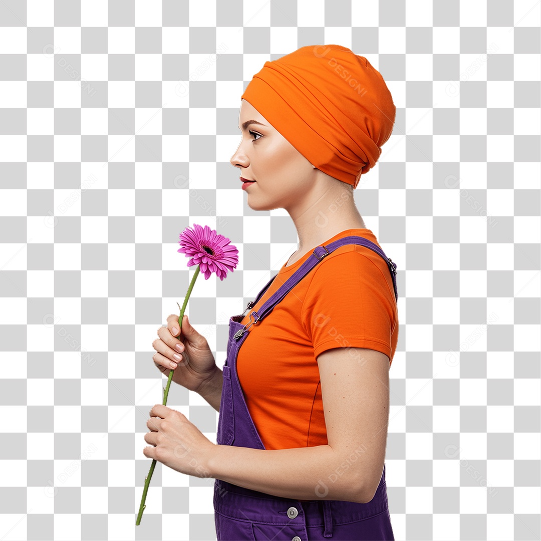 Mulher de Roxo e Laranja Mês de Conscientização PNG Transparente