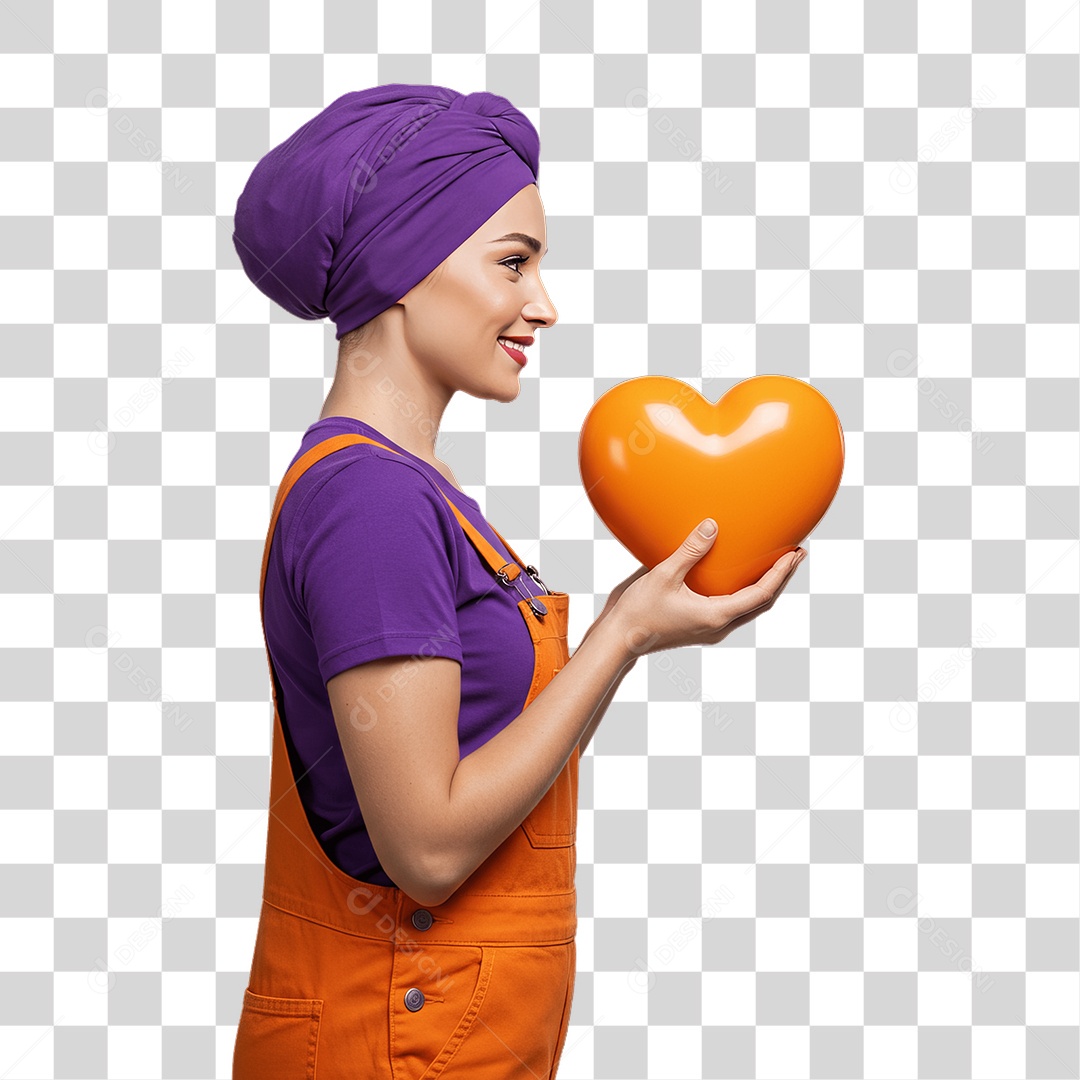 Mulher de Roxo e Laranja Mês de Conscientização PNG Transparente