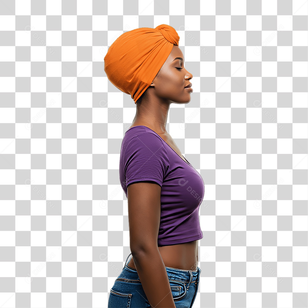 Mulher de Roxo e Laranja Mês de Conscientização PNG Transparente