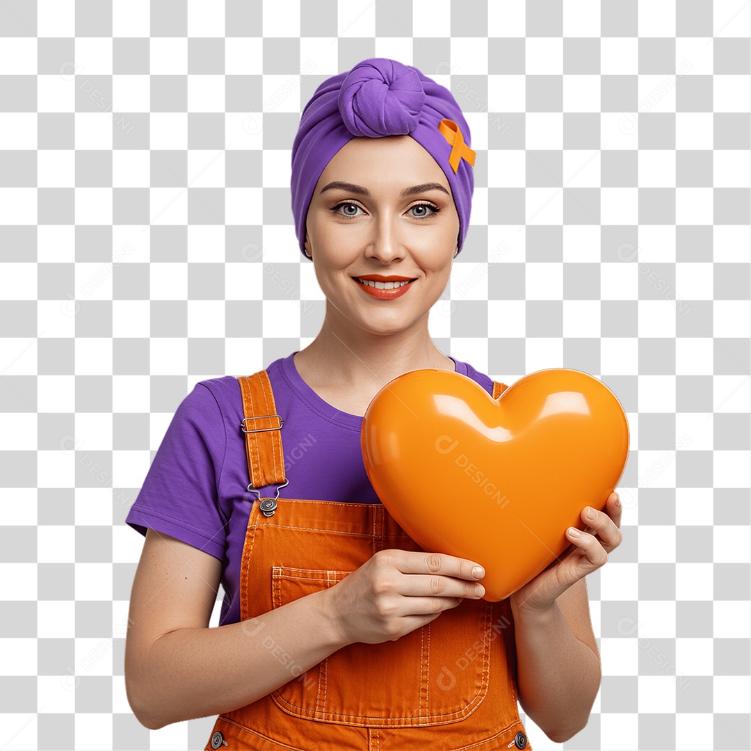 Mulher de Roxo e Laranja Mês de Conscientização PNG Transparente