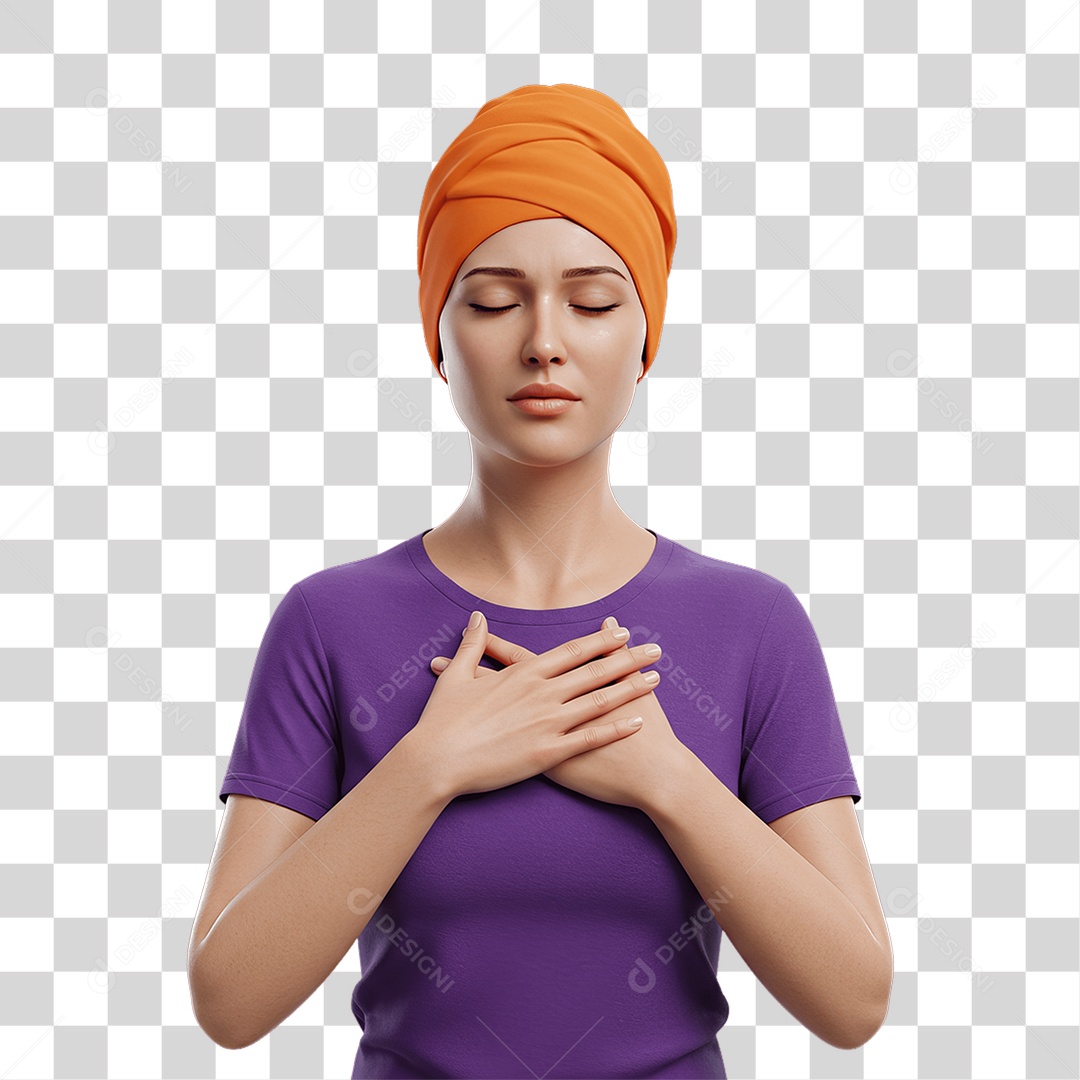 Mulher de Roxo e Laranja Mês de Conscientização PNG Transparente