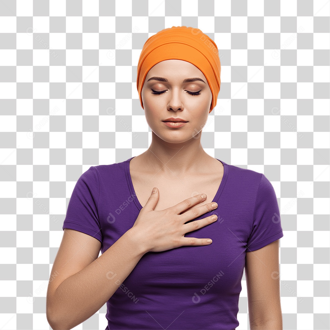 Mulher de Roxo e Laranja Mês de Conscientização PNG Transparente