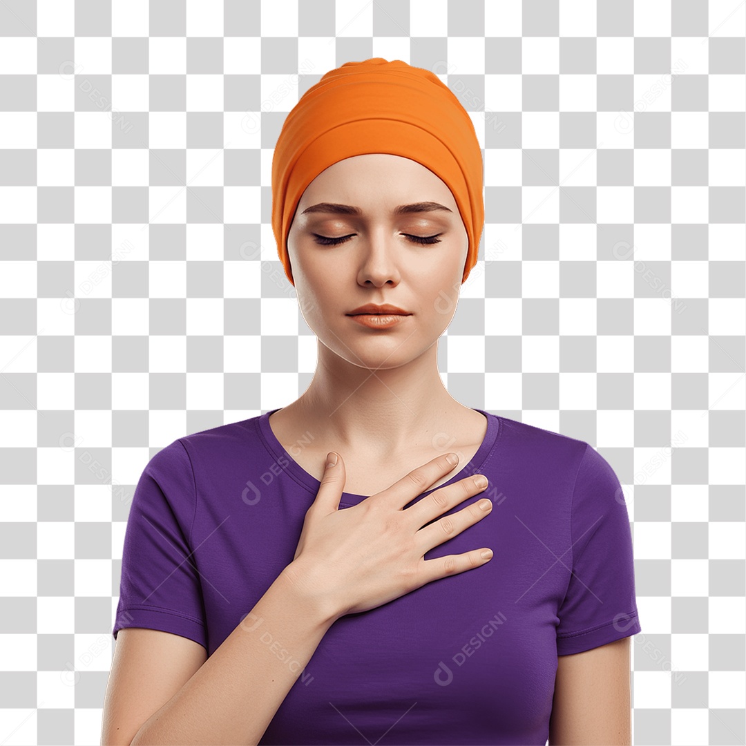 Mulher de Roxo e Laranja Mês de Conscientização PNG Transparente