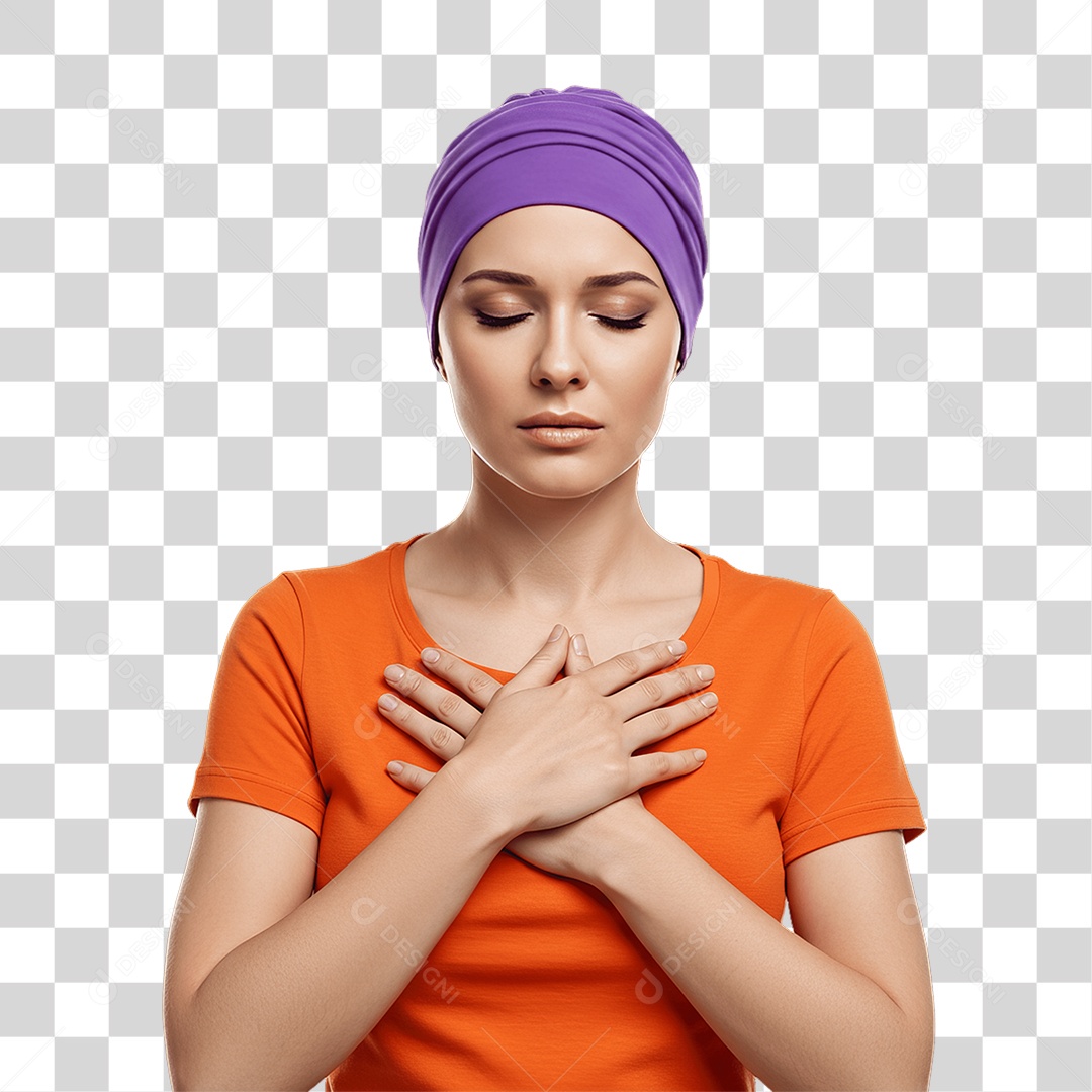 Mulher de Roxo e Laranja Mês de Conscientização PNG Transparente