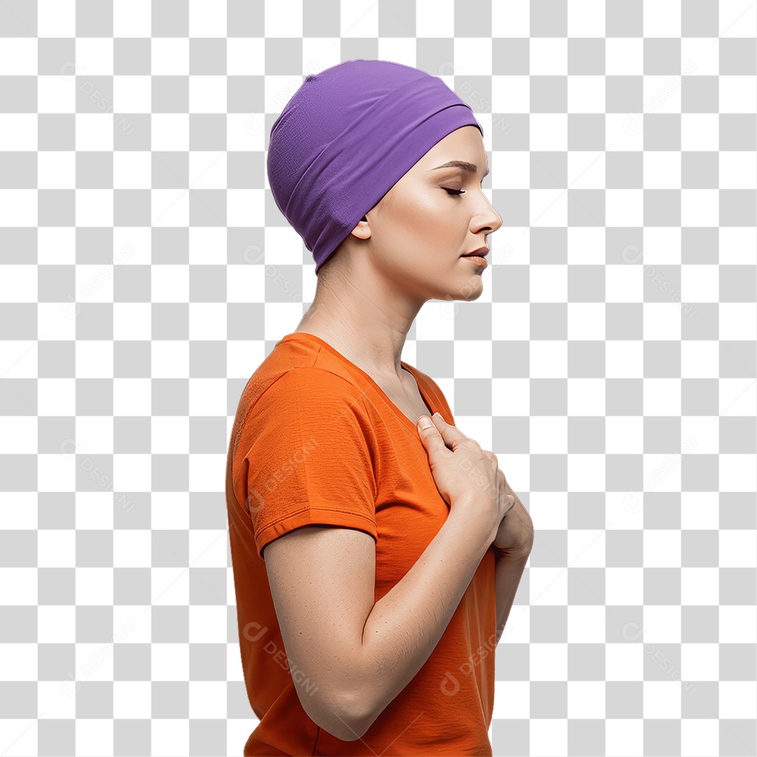 Mulher de Roxo e Laranja Mês de Conscientização PNG Transparente