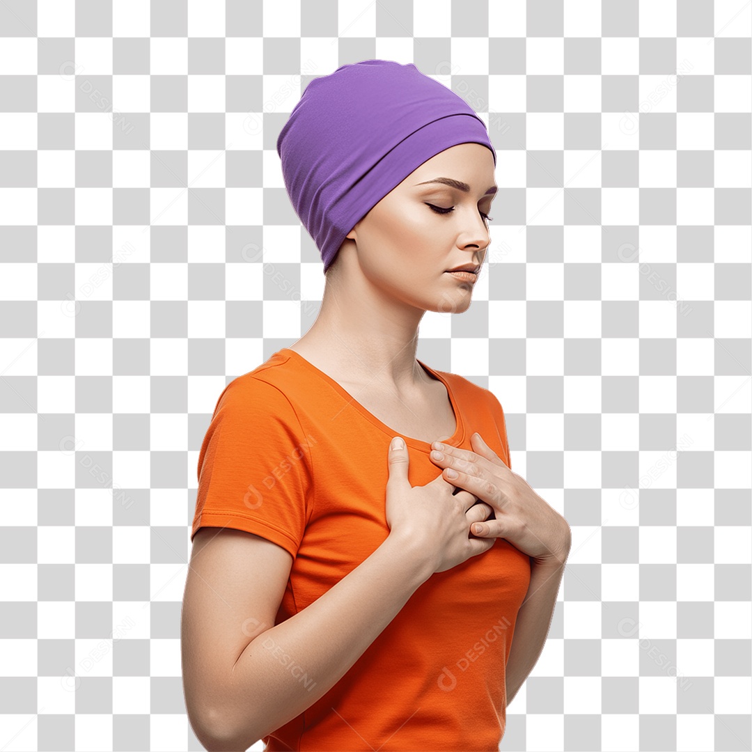 Mulher de Roxo e Laranja Mês de Conscientização PNG Transparente