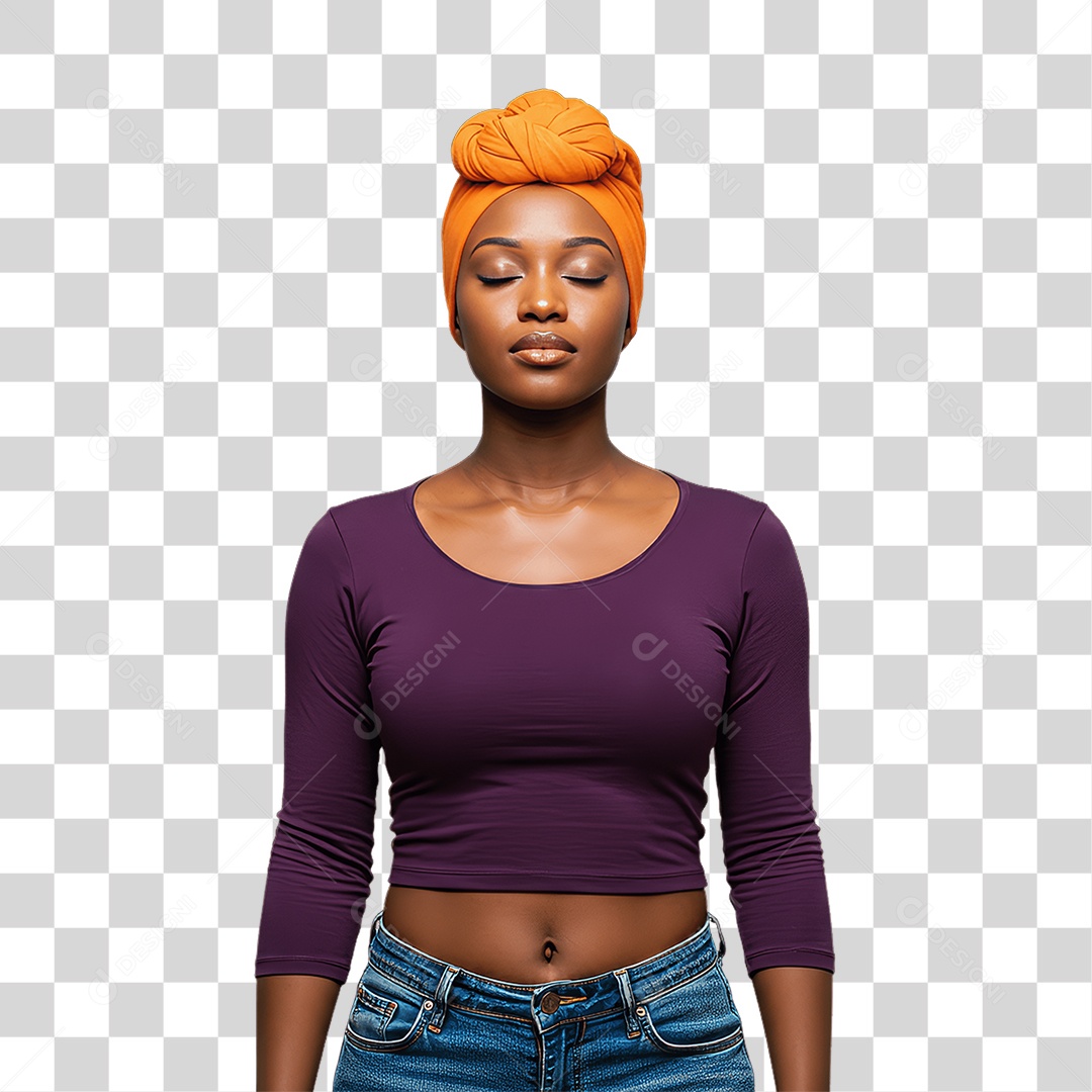 Mulher de Roxo e Laranja Mês de Conscientização PNG Transparente