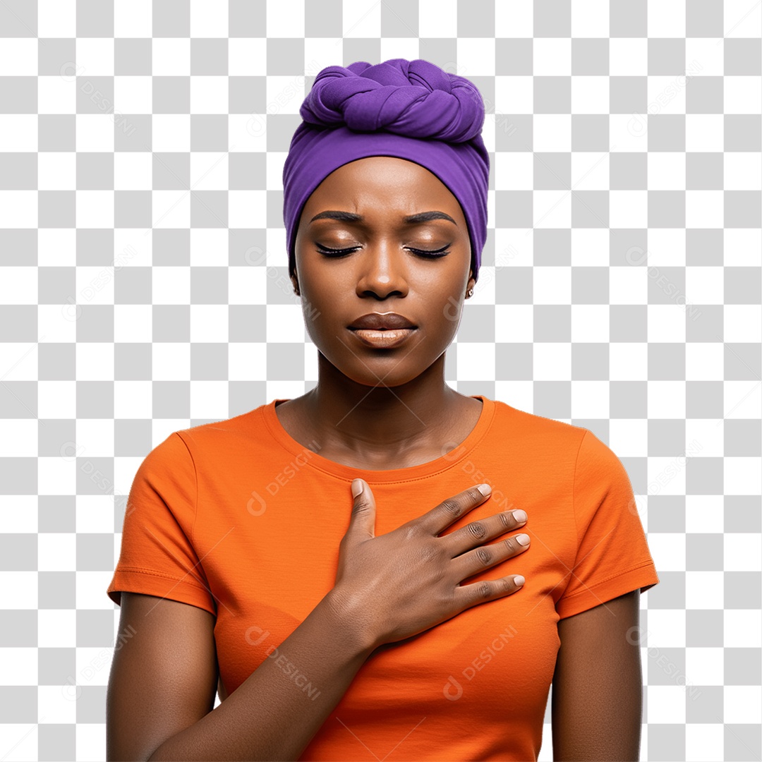 Mulher de Roxo e Laranja Mês de Conscientização PNG Transparente