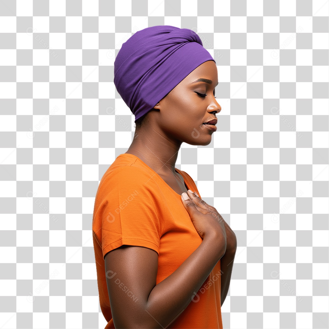 Mulher de Roxo e Laranja Mês de Conscientização PNG Transparente
