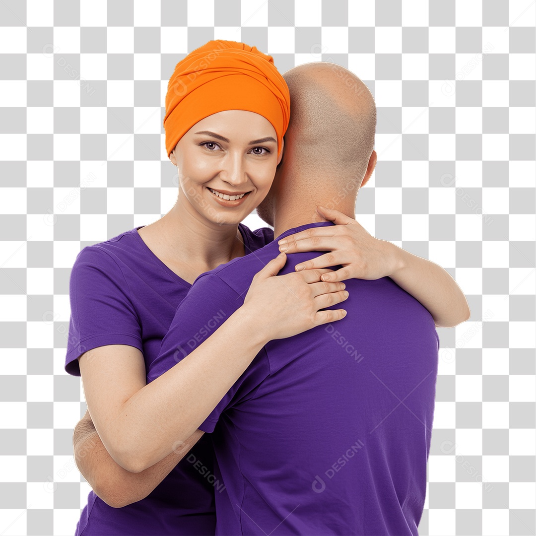 Casal de Roxo e Laranja Mês de Conscientização PNG Transparente