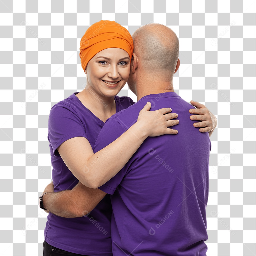 Casal de Roxo e Laranja Mês de Conscientização PNG Transparente