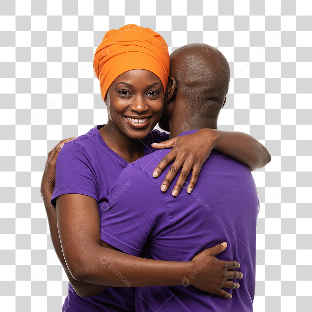Casal de Roxo e Laranja Mês de Conscientização PNG Transparente