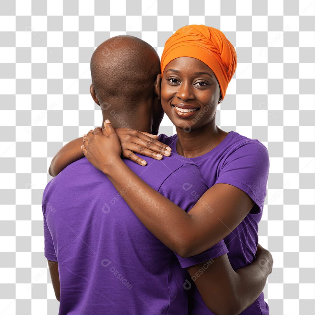 Casal de Roxo e Laranja Mês de Conscientização PNG Transparente