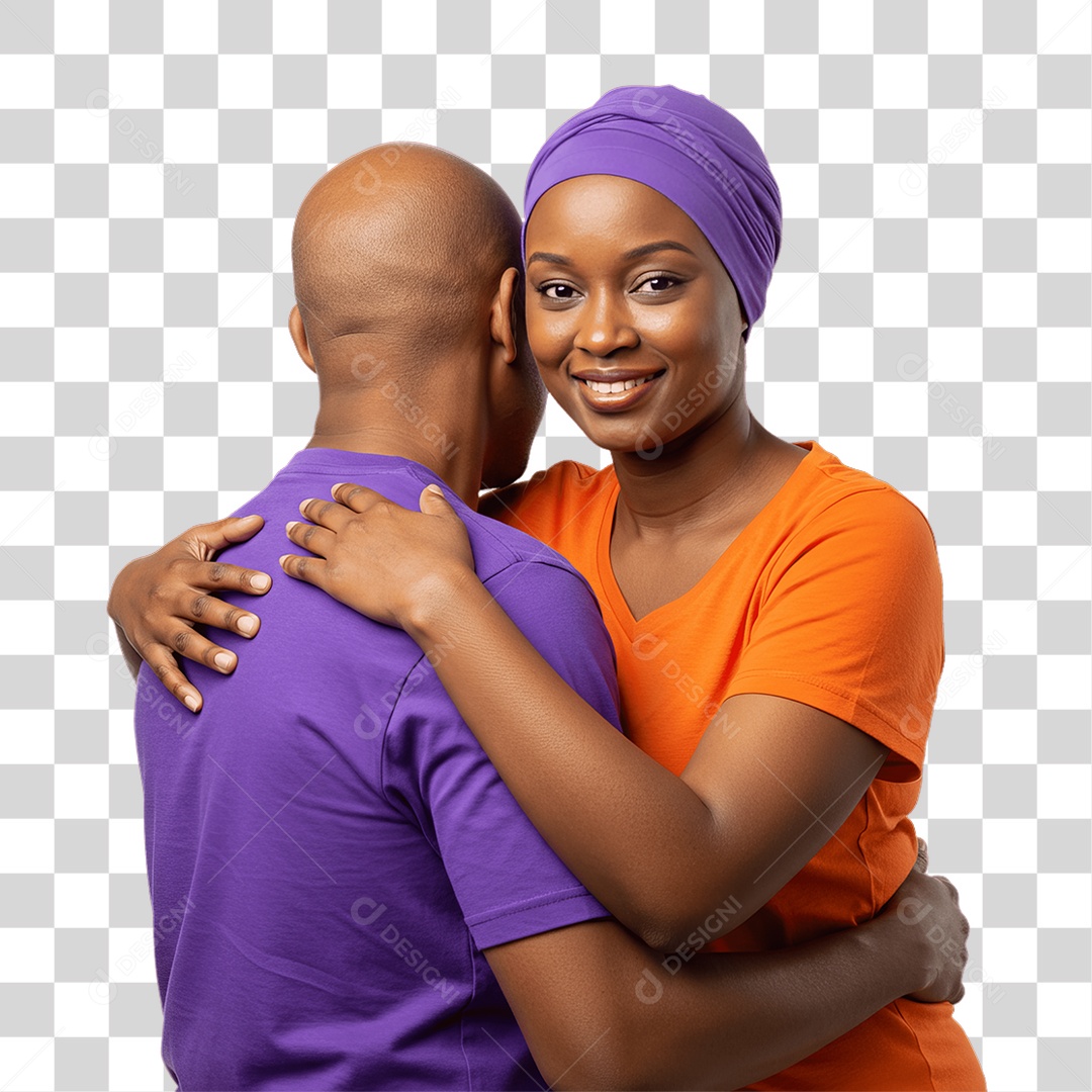 Casal de Roxo e Laranja Mês de Conscientização PNG Transparente