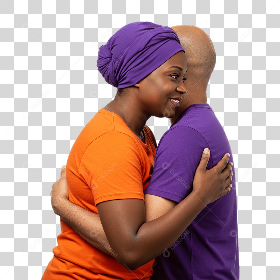 Casal de Roxo e Laranja Mês de Conscientização PNG Transparente