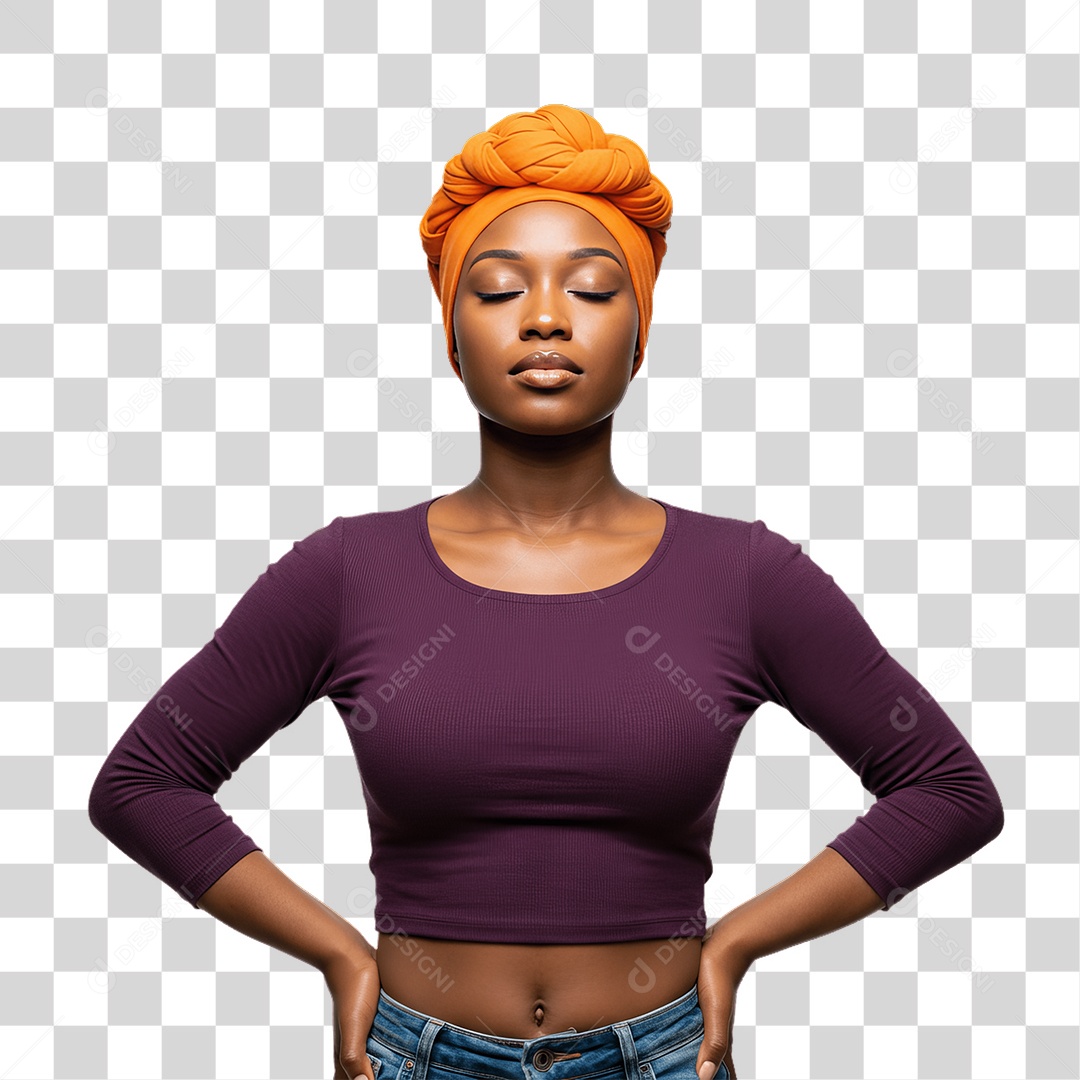 Mulher de Roxo e Laranja Mês de Conscientização PNG Transparente