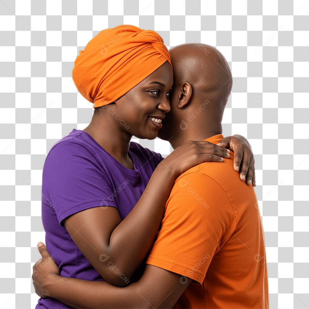 Casal de Roxo e Laranja Mês de Conscientização PNG Transparente