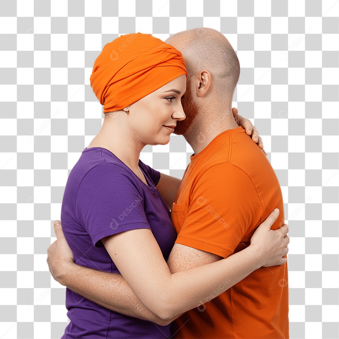 Casal de Roxo e Laranja Mês de Conscientização PNG Transparente