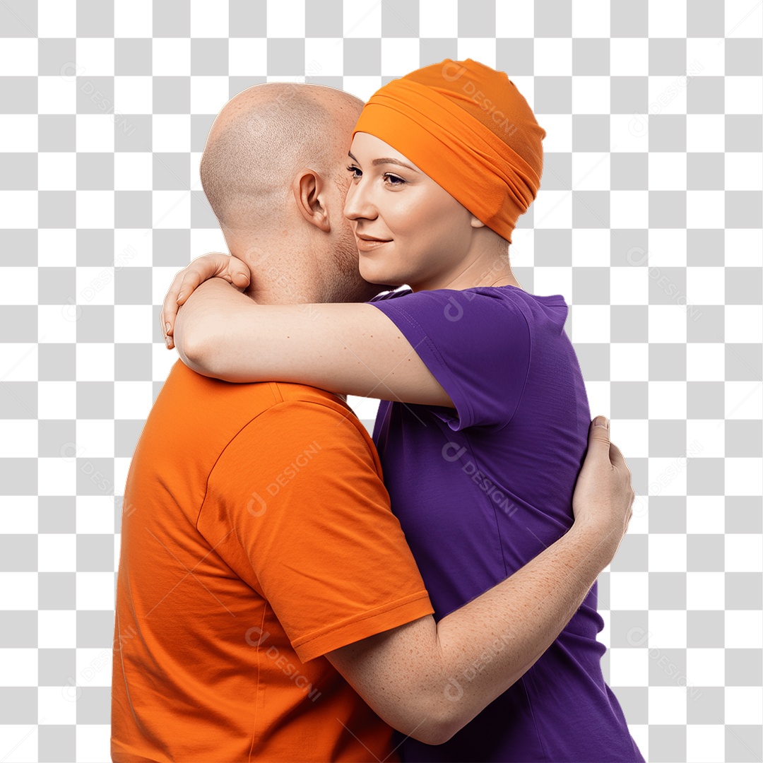 Casal de Roxo e Laranja Mês de Conscientização PNG Transparente