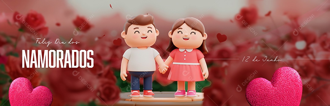Banner Feliz Dia dos Namorados 12 de Junho Social Media PSD Editável