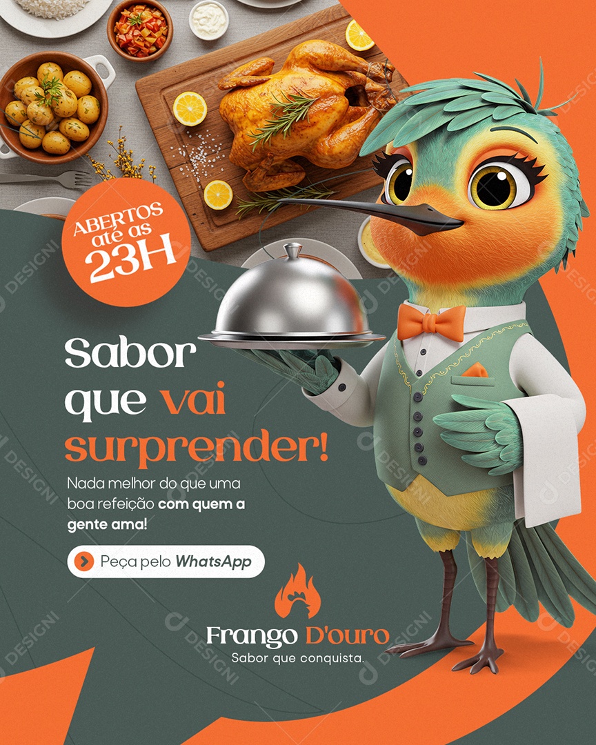 Rotisserie Sabor que vai Surpreender Social Media PSD Editável