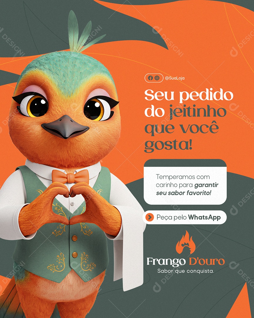 Rotisserie Seu Pedido do Jeitinho que Você Gosta Social Media PSD Editável