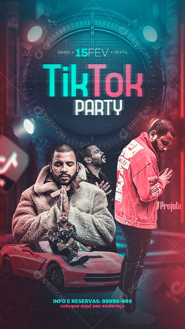 Story Flyer TikTok Party Social Media PSD Editável