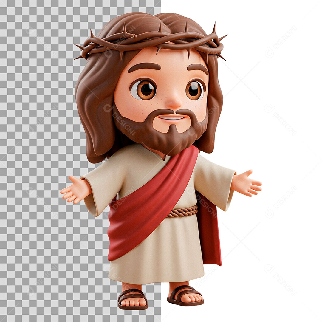 Mascote 3D Jesus para Composição PSD