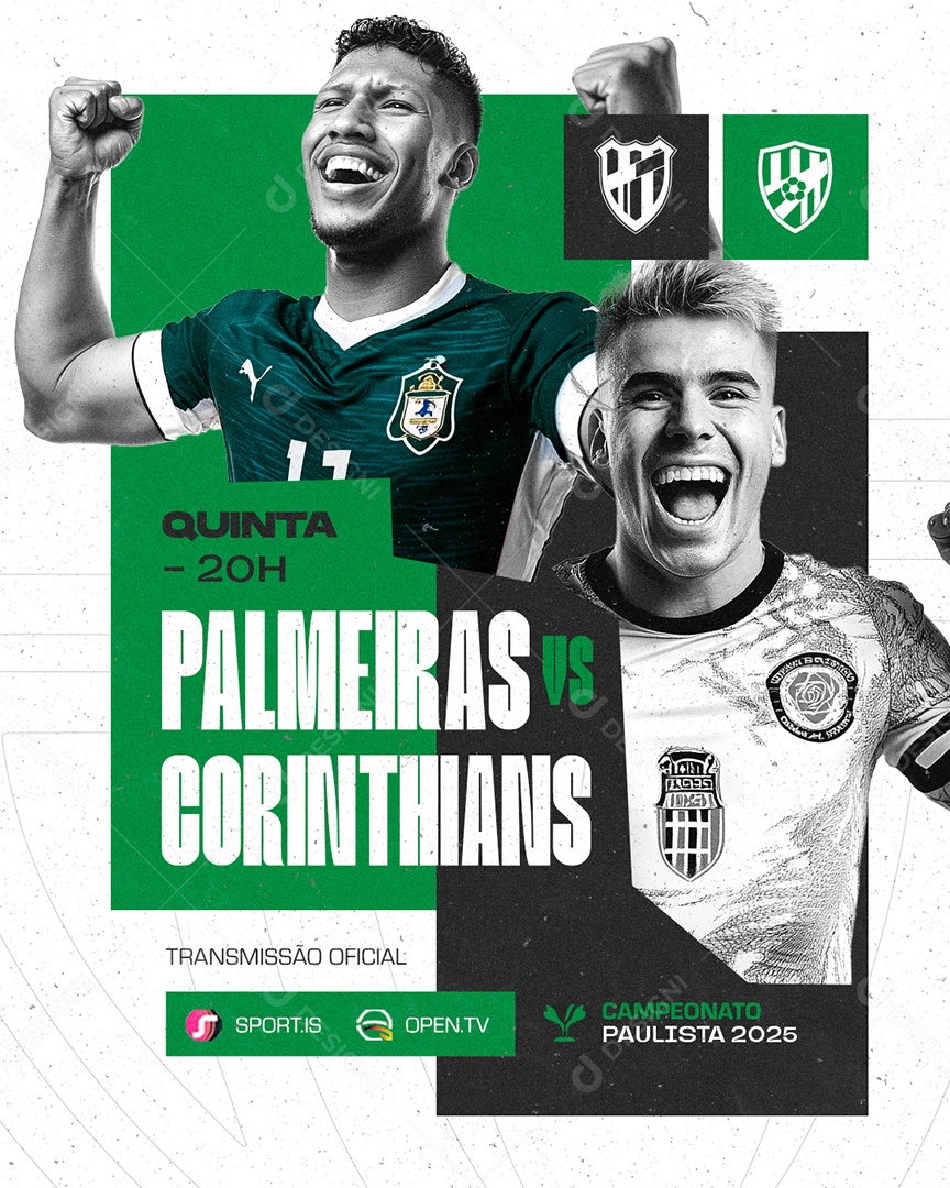 Jogo de Futebol Corinthians vcs Palmeiras Campeonato Paulista Social Media PSD Editável