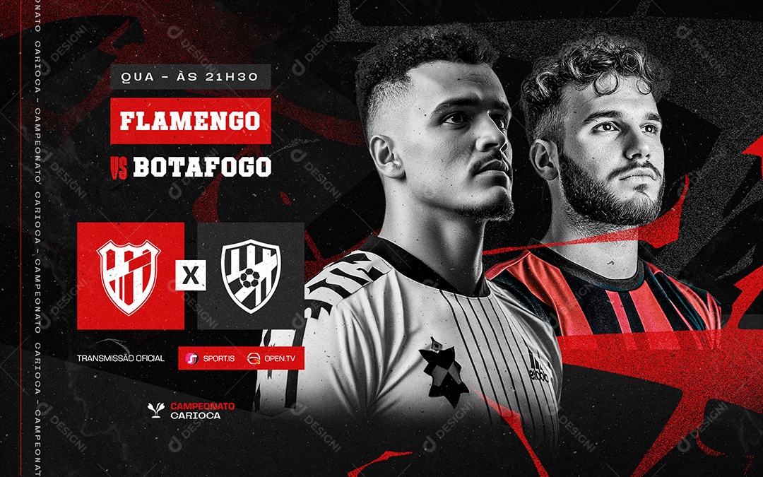 Carrossel Flamengo vs Botafogo Campeonato Carioca Social Media PSD Editável